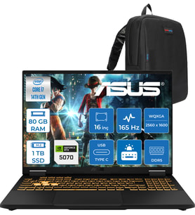 Asus Tuf Gaming F16 FX608JPR 14. Nesil Intel I7-14650HX 80GB Ddr5 1tb SSD 8GB/RTX5070 115W 165Hz 16"wqxga 2.5k 400NITS IPS Freedos Gaming Bilg. WQT070F23+ZETTAÇANTA