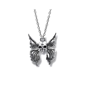 Gotik Kelebek Skull Kolye (Gümüş)