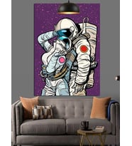 Astronot Çift  Dekoratif Kanvas - Mdf Ahşap Tablo