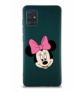 Samsung Galaxy A51 Soft Premier Kapak Minnie Mouse-C Tasarımlı Silikon Kılıf - Yeşil (Şeffaf)