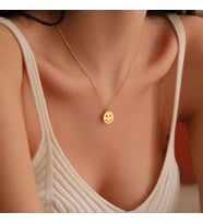Kişiye Özel Emoji Yüz Kolye 925K Gümüş (Gold)