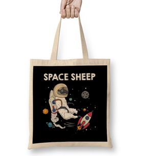Space Sheep Awesome Astronaut Galaxy Explorer Bez Çanta Uzun Saplı