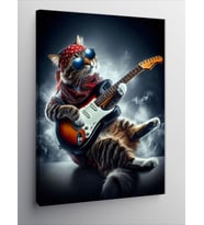 Kanvas Tablo Gitarist Kedi