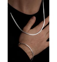 Erkek Gümüş Kolye Bileklik Set - 925 Ayar Ezme Gurmet Gümüş Set