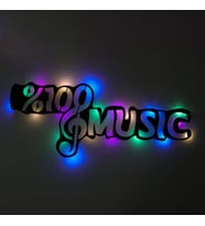 Lucenda Led Işıklı %100 Music Müzik Temalı Tablo Duvar Dekorlu Gece Lambası (Çok Renkli)