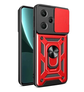 Redmi Note 13 Pro Plus Kılıf Pars Lens Yüzüklü Silikon - Kırmızı