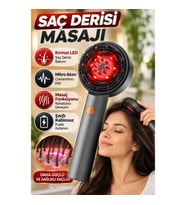 Şarjlı Saç Derisi Masaj ve Bakım Tarağı – Kırmızı LED ve Mikro Akım, Gri