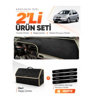 e-biz CHEVROLET REZZO (2000-2011) Uyumlu Torpido Örtüsü + Deri Bagaj Çantası - Siyah-Bej - CH003
