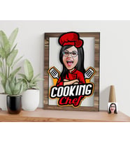 BK Gift Kişiye Özel Kadın Chef Karikatürlü 3D Ahşap Tablo, Sevgiliye Hediye, Arkadaşa Hediye, Yıl Dönümü Hediyesi, Doğum Günü Hediyesi-5