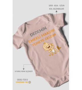 Dedemden Kısa Kollu Bebek Body %100 Pamuk