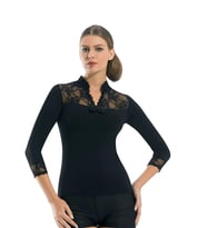 pilelistore Geniş Dantelli Patlı Uzun Kollu Elestan Bluz  2176 (Mor)