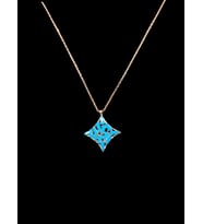 💎🔷 925 Ayar İthal Gümüş Mavi Bağcıklı Yıldız / Karo Formu Kolye  Turkuaz Renk Taş  Bohem Şıklık