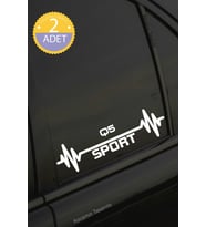 Audi Q5 Nabız Kalp Atışı Ritim Q5 Araç Uyumlu Oto Sticker 2 Adet Beyaz 20*7CM