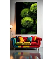 YEŞİL ÇİÇEK 1 Ev Duvar Salon Güzellik Salonu Ofis Dükkan Dekarasyon Kanvas Tablo (Çok Renkli)