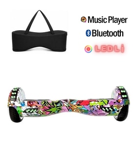 Elektrikli Kaykay Hoverboard Full Ledli Bluetooth Hoparlörlü 6.5 Inch Çanta Hediyeli D04
