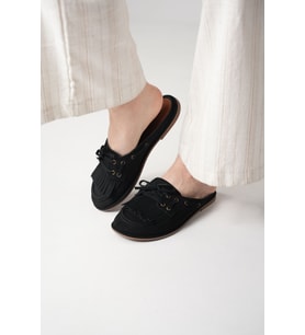 Süet Loafer Terlik Püsküllü Bağcıklı Günlük Makosen Mule Sabo Terlik