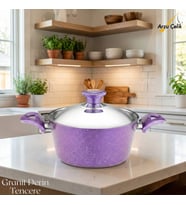 ARZU ÇELİK 20 Cm Granit Derin Tencere Çelik Kapak - Violet