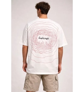 Erkek Bisiklet Yaka Baskılı Kısa Kollu Tişört Streetwear Günlük Basic Pamuklu T-shirt - Beyaz