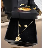 Çelik Altın Kaplama Kolye Küpe Set (Altın / Dore)