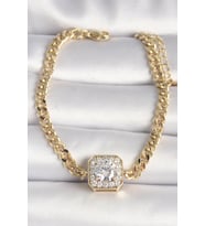 Pirinç Gold Renk Zincir Kare Zirkon Taş Model Xuping VIP Seri Kadın Bileklik