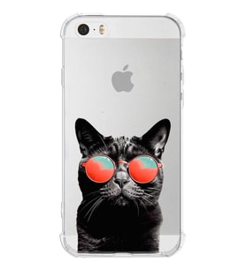 PrintiFy Apple iPhone 5S Uyumlu Kedi 3 Baskılı Şeffaf Köşe Korumalı Antişok Kılıf