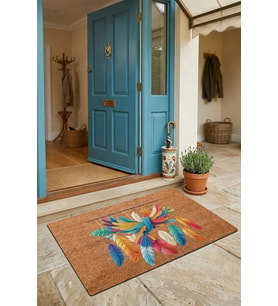 Valerine Life Kapı Önü Paspası 45x70cm Kaymaz Taban Dekoratif iç Dış Mekan Nakışlı Kuş ve Tüyler