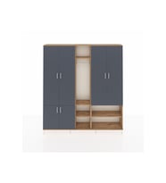 Arges Dolap 15 Raflı 5 Kapaklı Tek Askılı 220x30x243 Çam-Antrasit/Çam