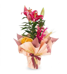 Buket Kağıtlı Saksı Lilyum