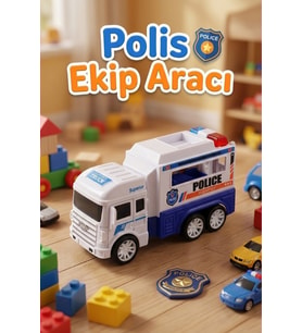 Oyuncak Polis Arabası Sürtmeli Polis Kamyonu 12 Cm - Kırılmaz Ekip Aracı Erkek Çocuk Oyuncak