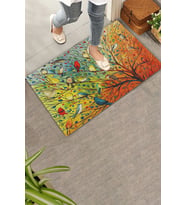 Valerine Life Renkli Kuşlar Hayat Ağacı Welcome Hoş Geldiniz Kapı Önü Paspası 45x70cm