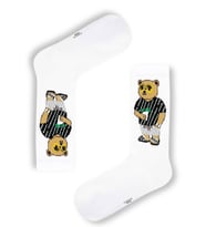 Bear Desenli Beyaz Tenis Çorap