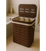 Gönül Bambu Çamaşır Sepeti 52x32x60 3 Bölmeli 100 Lt