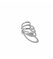 Earcuff Sıkıştırmalı Çelik Kıkırdak Küpe Çoklu Halka Görünümlü Gümüş Renk