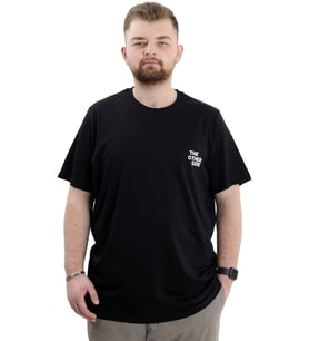 Mode XL Battal Beden Erkek Tişört Bisiklet Yaka Baskılı THE OTHER SIDE U24039 Siyah