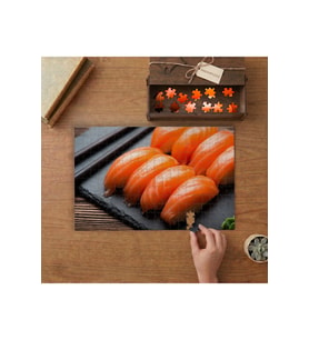 Suşi Yakın Çekim - Çiğ Balık Tasarımı 240 parça Ahşap Puzzle Ahşap Kutuda MP02699
