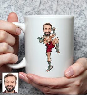 Kişiye Özel Kick Box Tasarımlı Karikatürlü Kupa Bardak 112