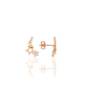 Gümüş rose zirkon taşlı kayan yıldızlar küpe SGTL12710ROSE