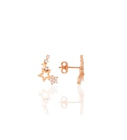 Gümüş rose zirkon taşlı kayan yıldızlar küpe SGTL12710ROSE