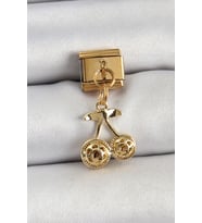 316L Çelik Sallantılı Zirkon Taşlı Fiyonk Model Gold Renk Nomination C316L Çelik Sallantılı Kiraz Model Gold Renk Nomination Charm TJ-BC1425