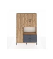 Arges Dolap 6 Raflı 3 Çekmeceli 3 Kapaklı 132x30x195 Çam-Çam/Antrasit