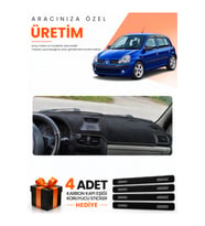RENAULT CLİO SYMBOL AİRBAGLİ (2003-2006) Uyumlu Torpido Koruma Örtüsü Oto Kılıfı - Siyah