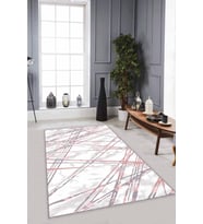 Pembe Spor Kaymaz Tabanlı Makinede Yıkanabilir Halı NT003 - 100 x 160 cm
