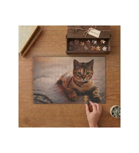 Sevimli Tekir Kedi Tasarımı 240 parça Ahşap Puzzle Ahşap Kutuda MP04278