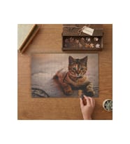 Sevimli Tekir Kedi Tasarımı 240 parça Ahşap Puzzle Ahşap Kutuda MP04278