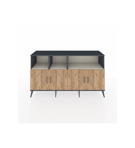 Kronos Konsol 6 Raflı 4 Kapaklı 176x59x99 Antrasit-Çam/Aytaşı