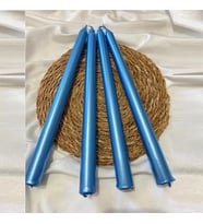 10 PCS VIP CHRISTMAS CANDLE METALLIC BRIGHT BLUE CANDLESTICK 10ADET MAVİ ŞAMDAN MUMU YILBAŞI MUMLARI