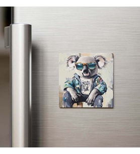 Koala - Koala - Güneş Gözlüklü Style - Buzdolap Magneti - 9x9 Cm