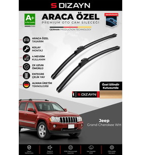 S-Dizayn Jeep Grand Cherokee WH Ön Cam Silecek Seti 2005-2010 Premium Araca Özel 55-53 Cm A+ Kalite