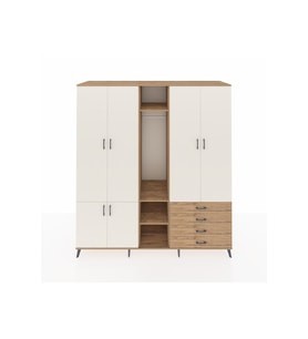Kronos Dolap 14 Raflı 4 Çekmeceli Tek Askılı 220x59x243 Çam-Aytaşı/Çam