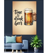 Bira Zamanı Yazılı Poster Dekoratif Kanvas - Mdf Ahşap Tablo